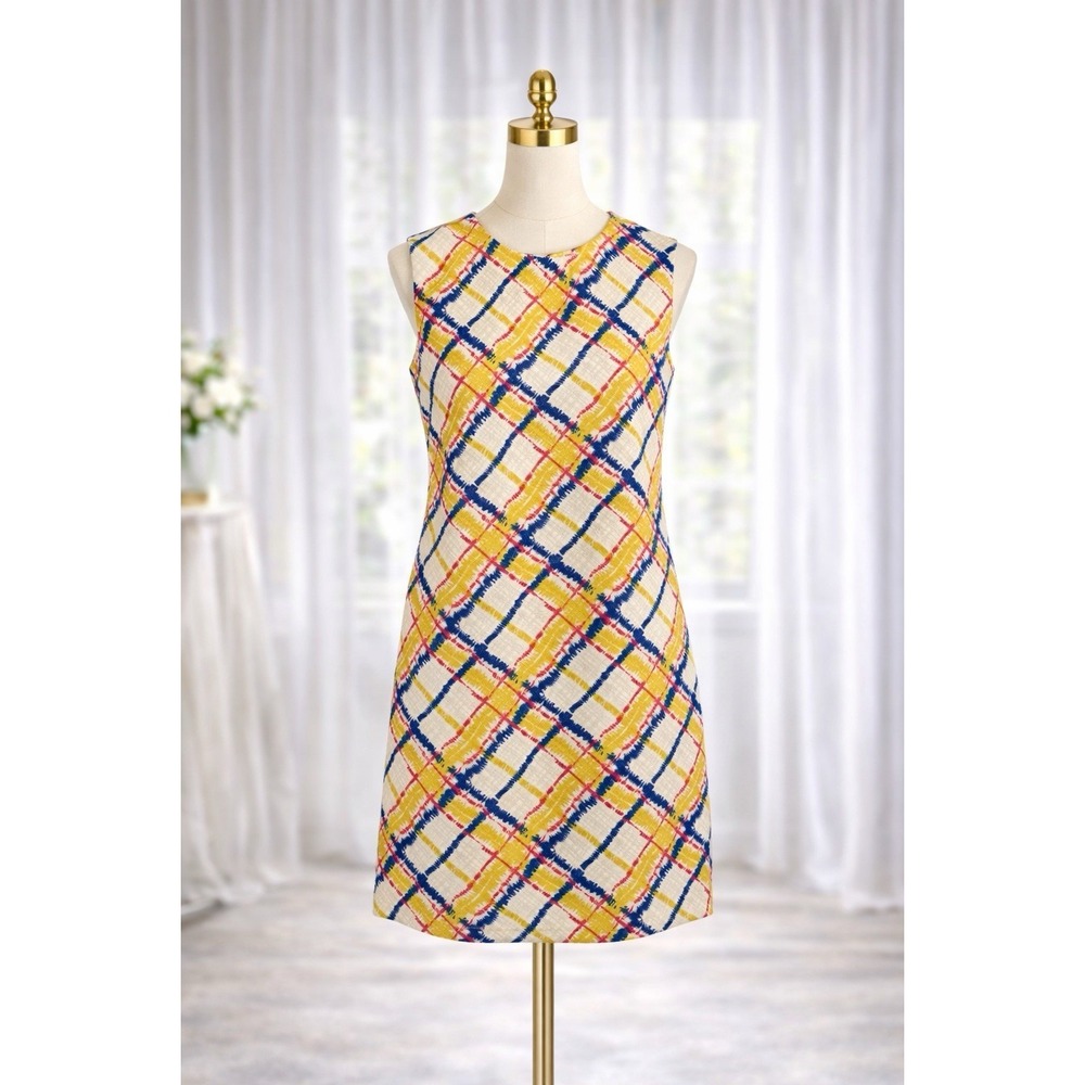 New J Mclaughlin Sheath Dress Catalina Cloth Stretch Sleeveless Yellow Size S